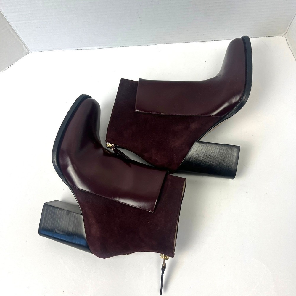 WANT Les ESSENTIELS Burgundy Suede Leather Block Heel Ankle Boots Size 38 US 7.5 - Picture 12 of 12